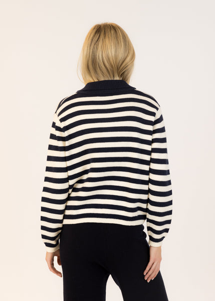 Lyla + Luxe Briella Cardigan - Navy/Off-White Stripe