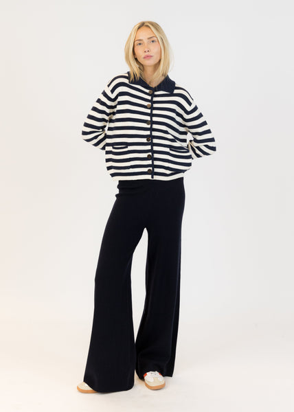 Lyla + Luxe Briella Cardigan - Navy/Off-White Stripe