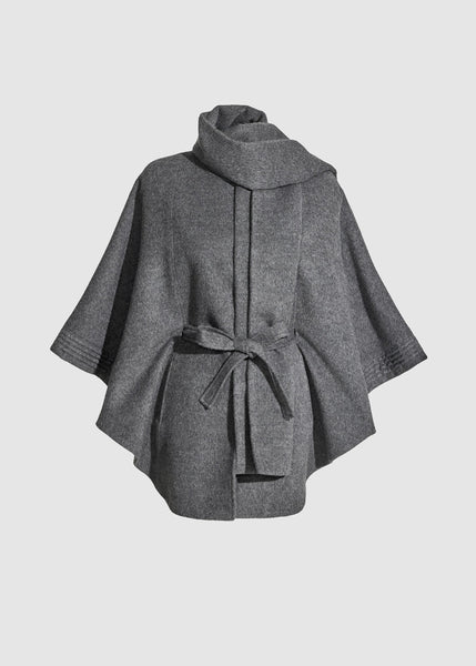 SENTALER Baby Alpaca Cape With Scarf Collar And Belt (PRE-ORDER)