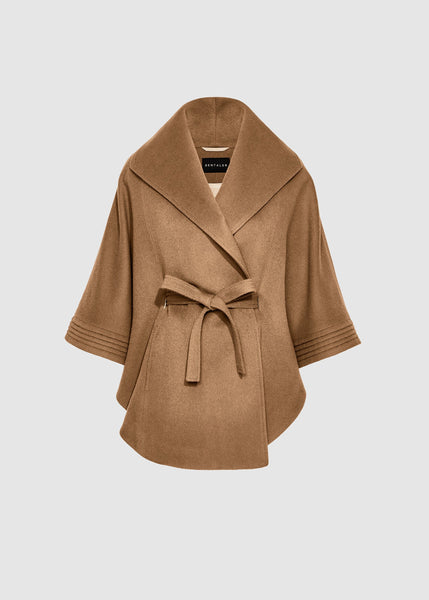 SENTALER Baby Alpaca Cape With Shawl Collar and Belt (PRE-ORDER)