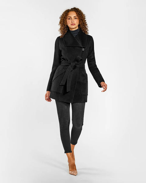 PRE-ORDER SENTALER Baby Alpaca Cropped Wide Collar Wrap Coat