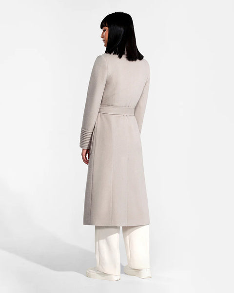 Pre-Order SENTALER Long Wide Collar Wrap Coat- Bleeker Beige
