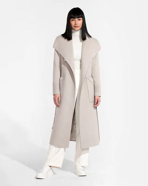 Pre-Order SENTALER Long Wide Collar Wrap Coat- Bleeker Beige