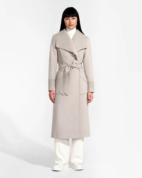 Pre-Order SENTALER Long Wide Collar Wrap Coat- Bleeker Beige