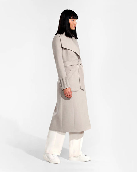Pre-Order SENTALER Long Wide Collar Wrap Coat- Bleeker Beige