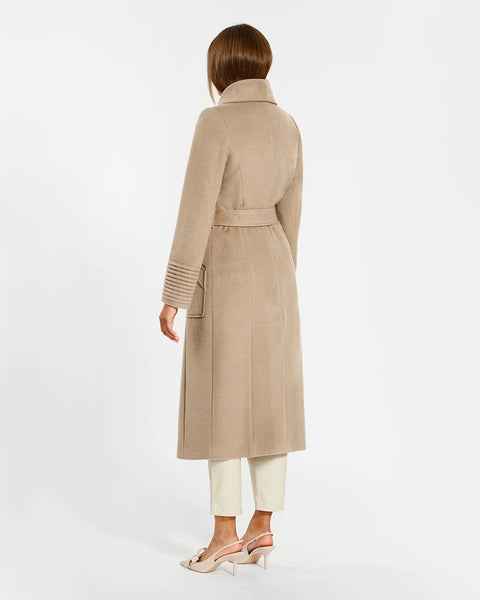 Pre-Order SENTALER Long Wide Collar Wrap Coat- Camel