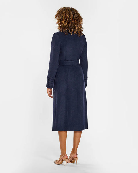 Pre-Order SENTALER Long Wide Collar Wrap Coat- Navy