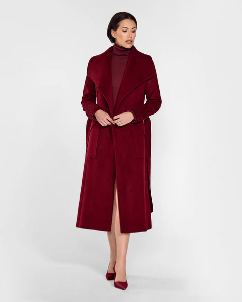 Pre-Order SENTALER Long Wide Collar Wrap Coat- Garnet