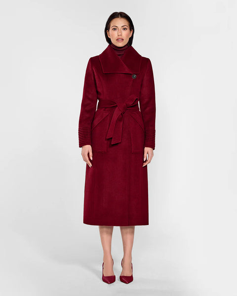 Pre-Order SENTALER Long Wide Collar Wrap Coat- Garnet