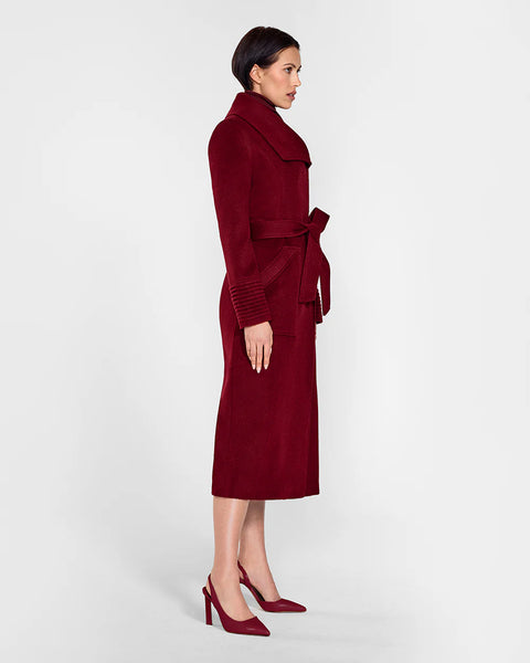 Pre-Order SENTALER Long Wide Collar Wrap Coat- Garnet