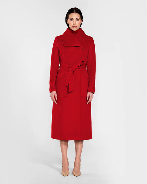 Pre-Order SENTALER Long Wide Collar Wrap Coat- Scarlet Red