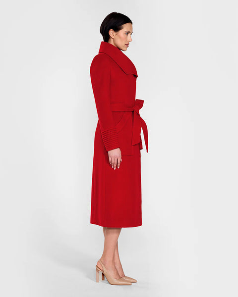 Pre-Order SENTALER Long Wide Collar Wrap Coat- Scarlet Red
