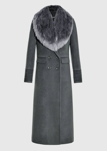 SENTALER Baby Alpaca Maxi Double Breasted Peak Collar Coat (PRE-ORDER)