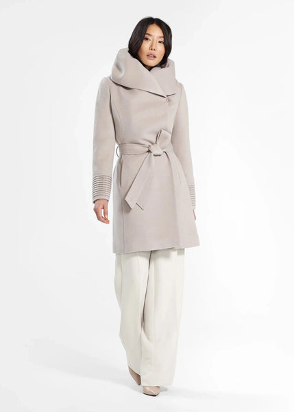 SENTALER Baby Alpaca Mid Length Hooded Wrap Coat (PRE-ORDER)