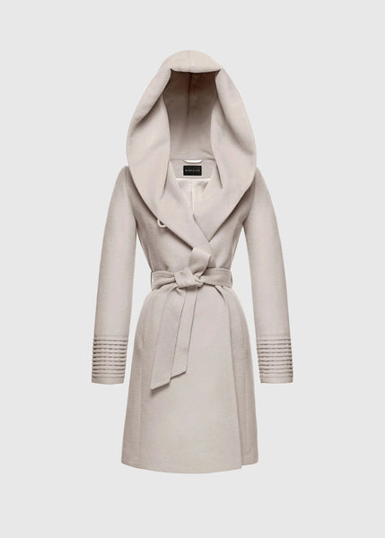 SENTALER Baby Alpaca Mid Length Hooded Wrap Coat (PRE-ORDER)