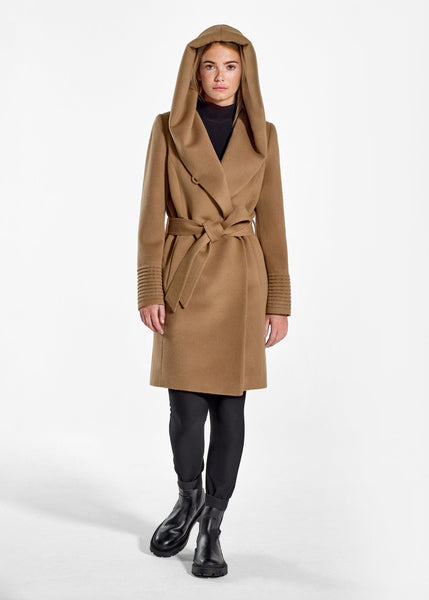 SENTALER Baby Alpaca Mid Length Hooded Wrap Coat (PRE-ORDER)