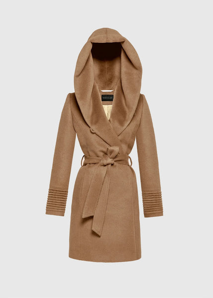 SENTALER Baby Alpaca Mid Length Hooded Wrap Coat (PRE-ORDER)