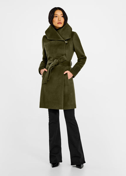 SENTALER Baby Alpaca Mid Length Hooded Wrap Coat (PRE-ORDER)