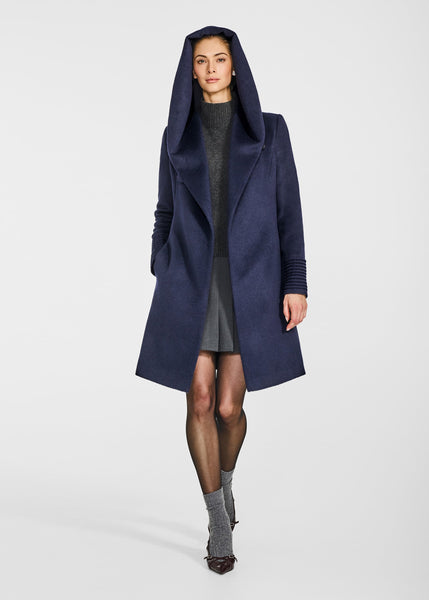 SENTALER Baby Alpaca Mid Length Hooded Wrap Coat (PRE-ORDER)