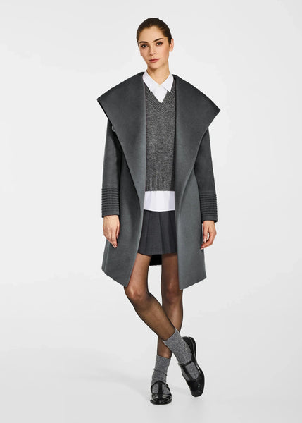 SENTALER Baby Alpaca Mid Length Hooded Wrap Coat (PRE-ORDER)