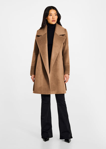 SENTALER Baby Alpaca Mid Length Large Notched Collar Wrap Coat (PRE-ORDER)