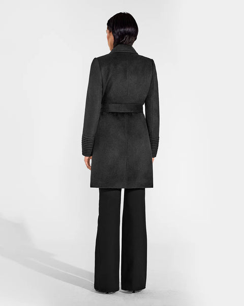 PRE-ORDER SENTALER Baby Alpaca Mid Length Notched Collar Wrap Coat