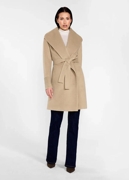 SENTALER Baby Alpaca Mid Length Shawl Collar Wrap Coat (PRE-ORDER)