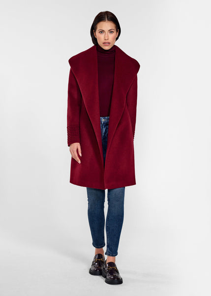 SENTALER Baby Alpaca Mid Length Shawl Collar Wrap Coat (PRE-ORDER)