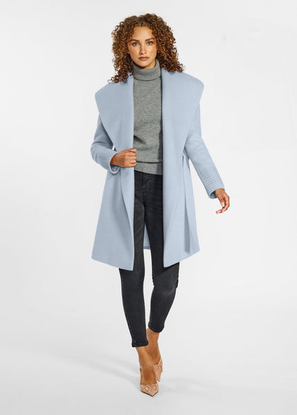 SENTALER Baby Alpaca Mid Length Shawl Collar Wrap Coat (PRE-ORDER)