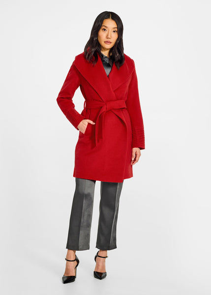 SENTALER Baby Alpaca Mid Length Shawl Collar Wrap Coat (PRE-ORDER)