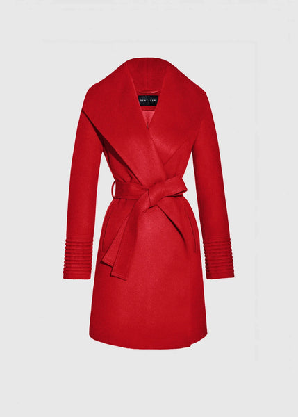 SENTALER Baby Alpaca Mid Length Shawl Collar Wrap Coat (PRE-ORDER)