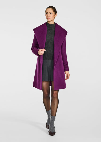 SENTALER Baby Alpaca Mid Length Shawl Collar Wrap Coat (PRE-ORDER)