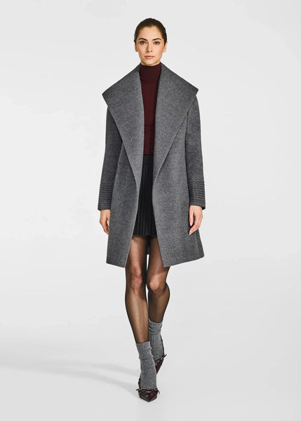 SENTALER Baby Alpaca Mid Length Shawl Collar Wrap Coat (PRE-ORDER)