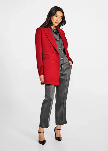 SENTALER Baby Alpaca Peak Collar Topcoat - Scarlet Red