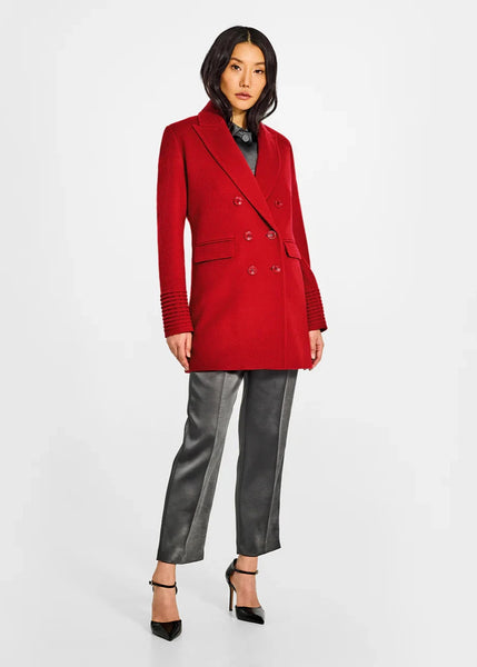 SENTALER Baby Alpaca Peak Collar Topcoat - Scarlet Red