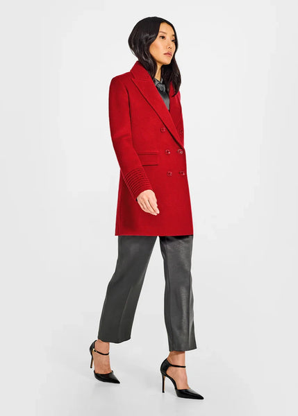 SENTALER Baby Alpaca Peak Collar Topcoat - Scarlet Red