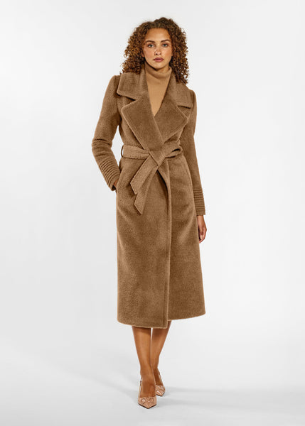 SENTALER Bouclé Alpaca Long Notched Collar Wrap Coat (PRE-ORDER)