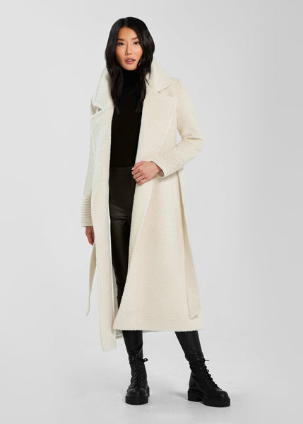 SENTALER Bouclé Alpaca Long Notched Collar Wrap Coat (PRE-ORDER)