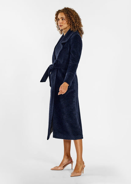 SENTALER Bouclé Alpaca Long Notched Collar Wrap Coat (PRE-ORDER)
