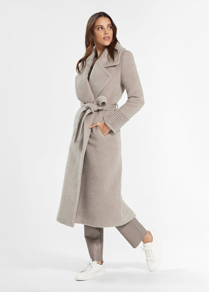 SENTALER Bouclé Alpaca Long Notched Collar Wrap Coat (PRE-ORDER)
