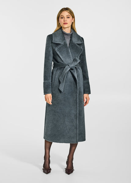 SENTALER Bouclé Alpaca Long Notched Collar Wrap Coat (PRE-ORDER)