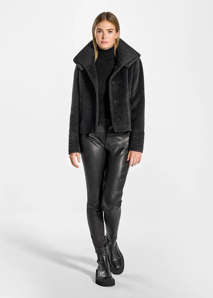 SENTALER Bouclé Alpaca Moto Jacket With Signature Double Collar (PRE-ORDER)