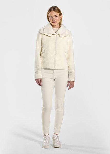 SENTALER Bouclé Alpaca Moto Jacket With Signature Double Collar (PRE-ORDER)