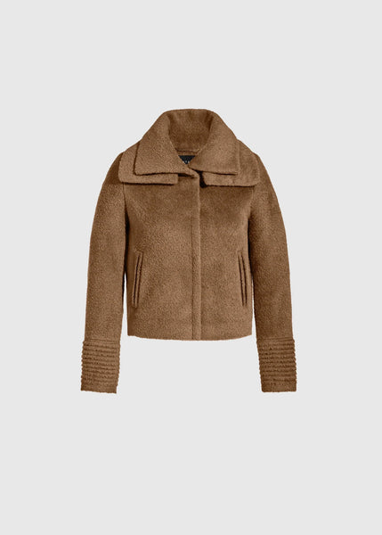 SENTALER Bouclé Alpaca Moto Jacket With Signature Double Collar (PRE-ORDER)