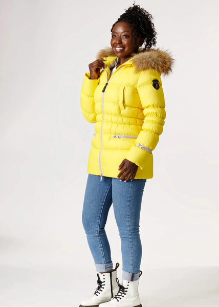 Eleven Elfs Earth Spirit Long Down Jacket - Bumblebee & Linen