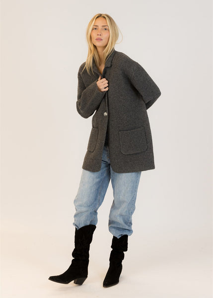 Lyla + Luxe Genie Sweater Blazer - Dark Grey