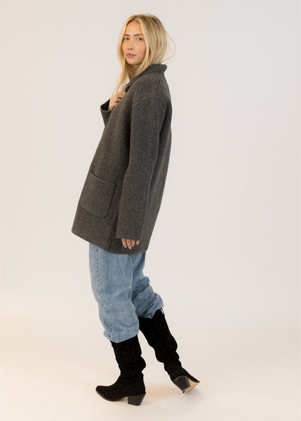 Lyla + Luxe Genie Sweater Blazer - Dark Grey