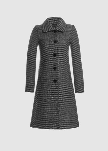 SENTALER Glittered Tweed Suri Alpaca Empire Waist A-Line Coat