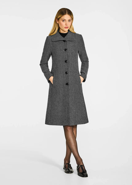 SENTALER Glittered Tweed Suri Alpaca Empire Waist A-Line Coat
