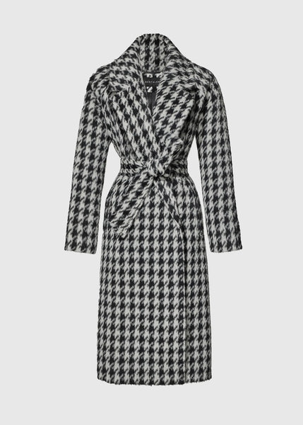 SENTALER Houndstooth Suri Alpaca Long Raglan Sleeve Notched Collar Coat (PRE-ORDER)